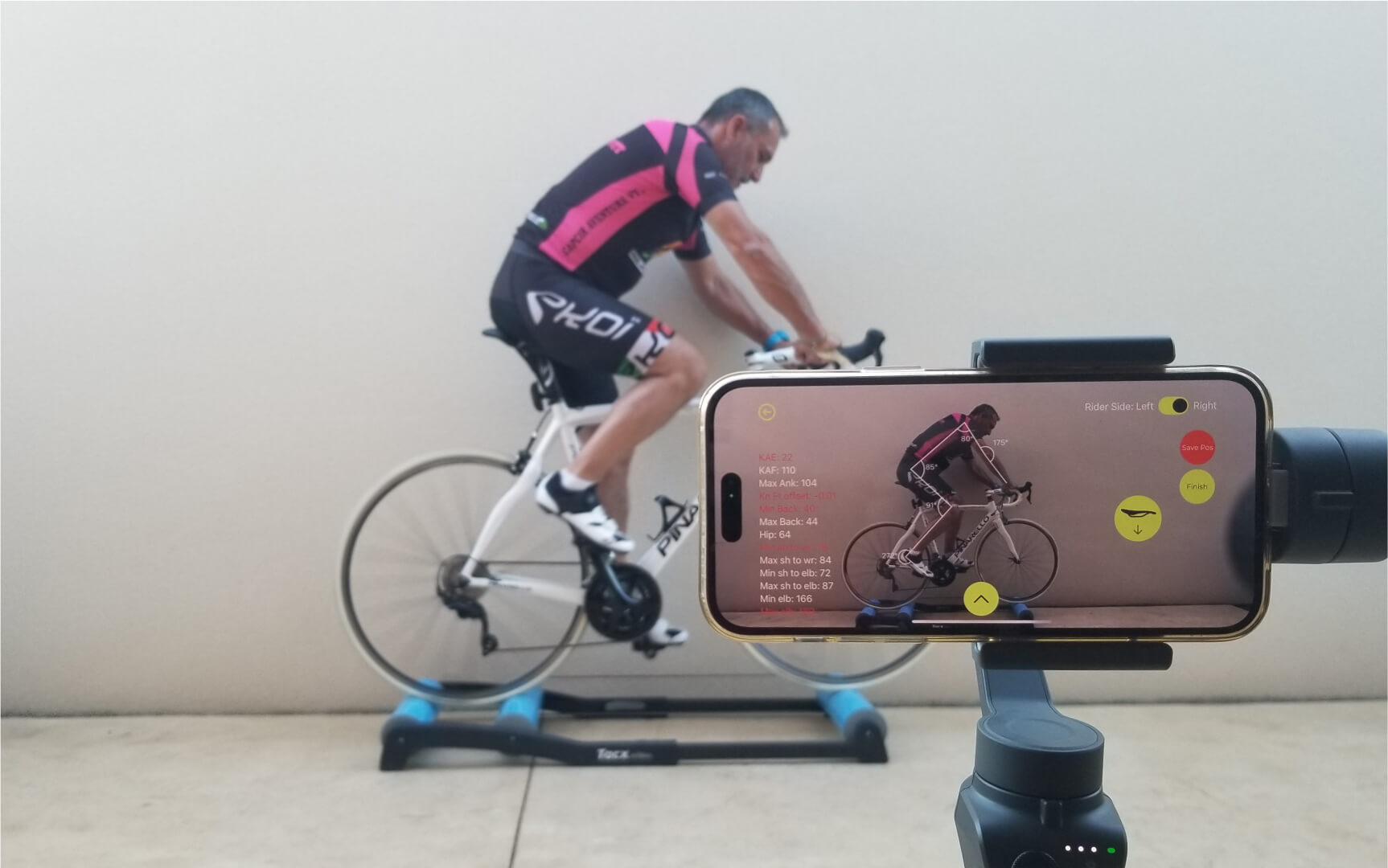 mobile app using motion analysis for fitting rider