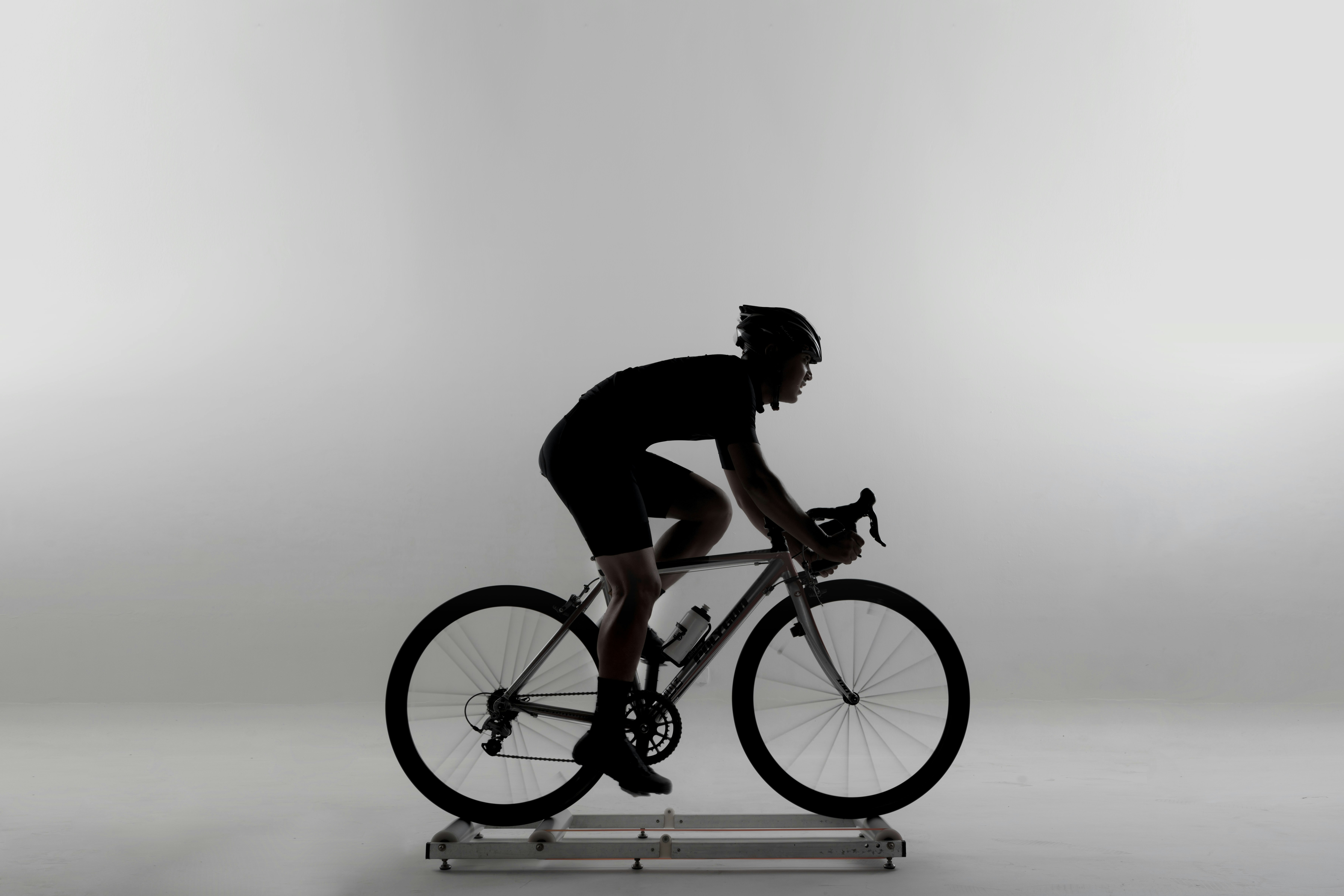 A cyclist on side view